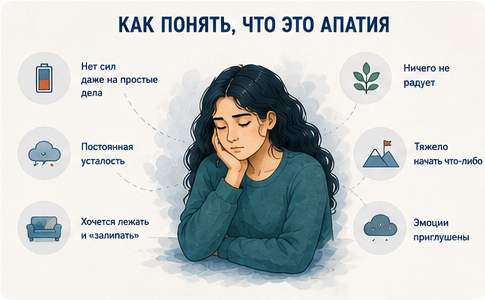 Как понять, что это апатия: нет сил на простые дела, ничего не радует, постоянная усталость, эмоции приглушены