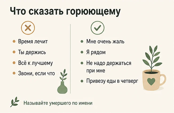Что сказать горюющему человеку и чего не говорить: вместо «время лечит» — «мне очень жаль» и «я рядом»