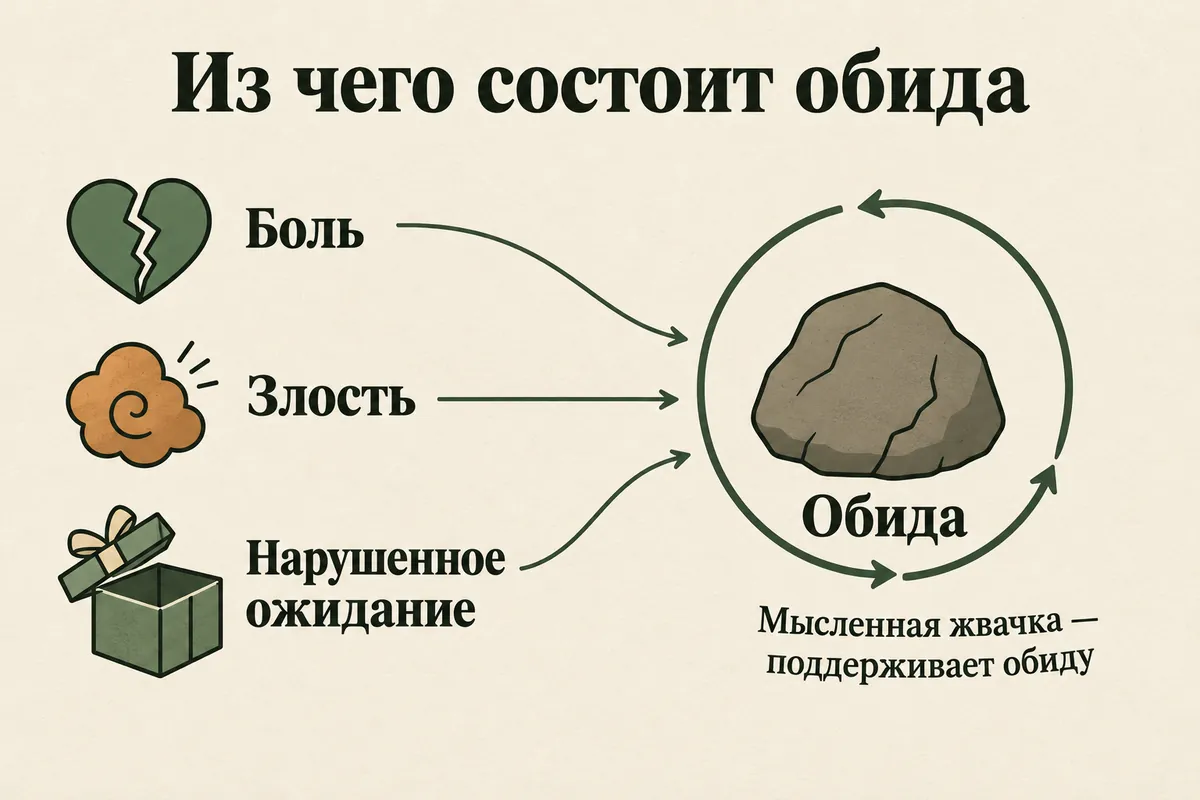 Из чего состоит обида: боль, злость, нарушенное ожидание и мысленная жвачка, которая поддерживает обиду