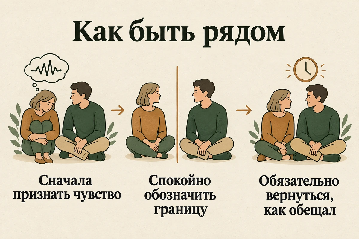 Как разговаривать с близким человеком с ПРЛ: сначала признать чувство, затем спокойные границы и возвращение к разговору