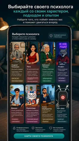 Экран выбора психолога