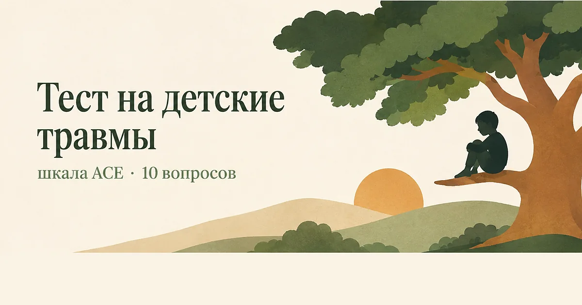 Тест на детские травмы по шкале ACE: детская фигура на ветке большого дерева